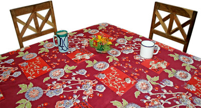 

Sriam Self Design 4 Seater Table Cover(Red, Cotton)