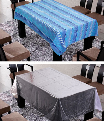 

Freely Striped 6 Seater Table Cover(Blue, Cotton)
