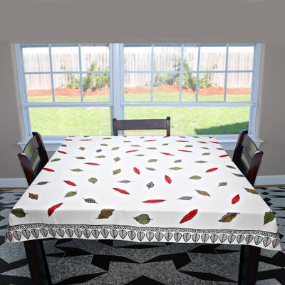 

Coco Bee Printed 4 Seater Table Cover(White, Red, Cotton)