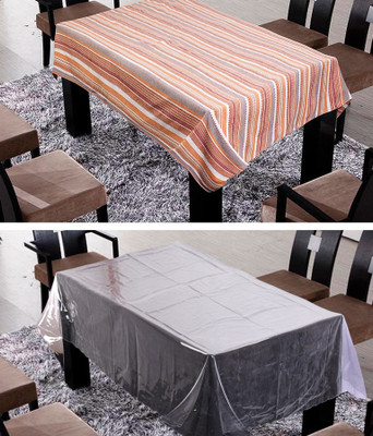 

Freely Striped 6 Seater Table Cover(Brown, Cotton)