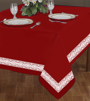 AIRWILL Self Design 2 Seater Table Cover(Red, Cotton)