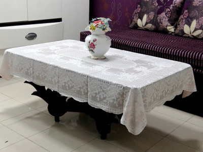 

Katwa Clasic Floral 2 Seater Table Cover(White, PVC)