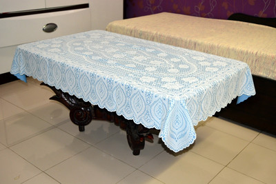

Katwa Clasic Crocheted 2 Seater Table Cover(Blue, PVC)