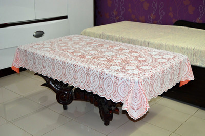 

Katwa Clasic Crocheted 2 Seater Table Cover(Orange, PVC)