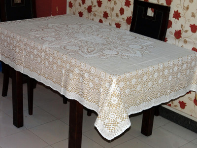 

Katwa Clasic Crocheted 4 Seater Table Cover(White, PVC)
