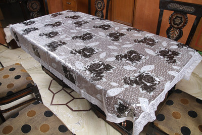 

Freely Floral 6 Seater Table Cover(Black color, PVC)