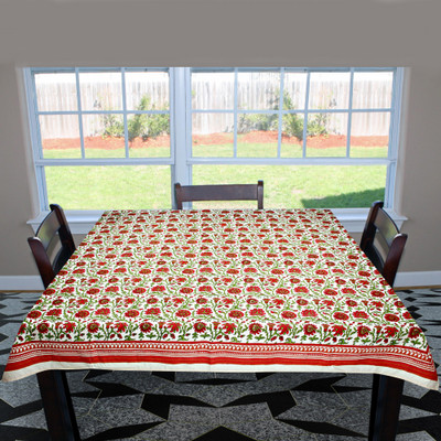

Coco Bee Printed 4 Seater Table Cover(White, Red, Cotton)