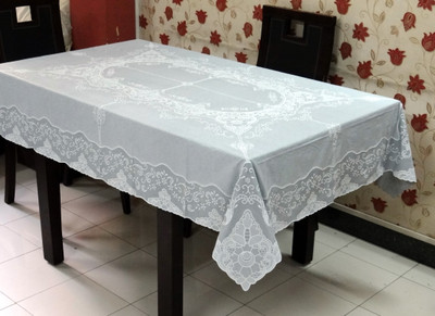 

Katwa Clasic Floral 6 Seater Table Cover(White, PVC)