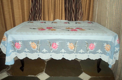 

Amita Home Furnishing Floral 6 Seater Table Cover(Blue, Polyester)