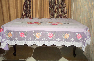 

Amita Home Furnishing Floral 6 Seater Table Cover(Purple, Polyester)