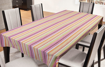 Freely Striped 6 Seater Table Cover(Pink, Cotton)