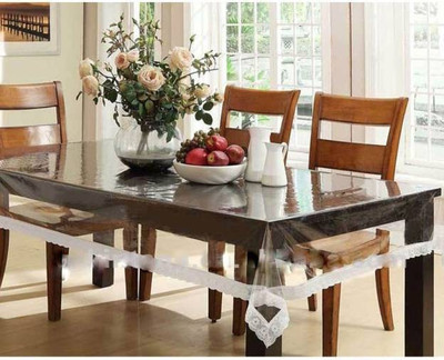 Delfi Abstract 6 Seater Table Cover(White, PVC)
