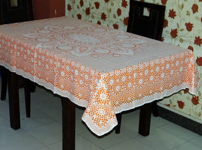 

Katwa Clasic Crocheted 4 Seater Table Cover(Orange, PVC)
