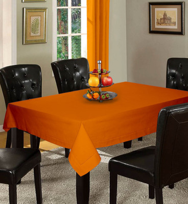Lushomes Solid 12 Seater Table Cover(Orange, Cotton)