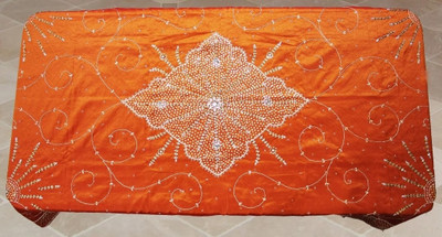 Dekor World Batik 6 Seater Table Cover(Orange, Polyester, Pack of 7)