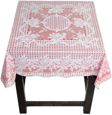 

Katwa Clasic Floral 2 Seater Table Cover(Red, PVC)