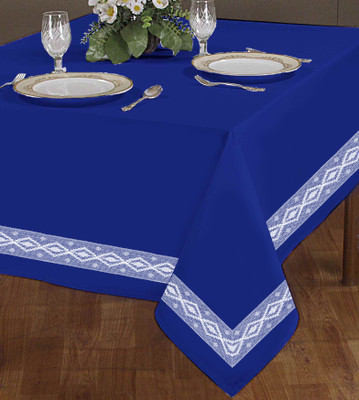 AIRWILL Cotton 4 Seater Solid Table Cover(Blue)