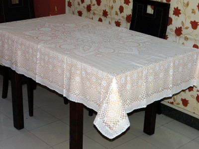 

Katwa Clasic Crocheted 4 Seater Table Cover(White, PVC)
