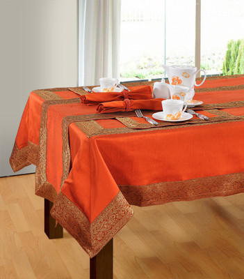 

Shahenaz Home Shop Solid 6 Seater Table Cover(Orange, Silk)