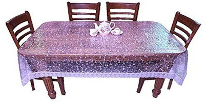 KUBER INDUSTRIES Self Design 6 Seater Table Cover(Silver, Plastic)