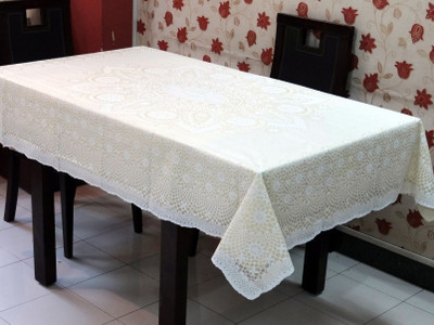 

Katwa Clasic Crocheted 4 Seater Table Cover(White, PVC)