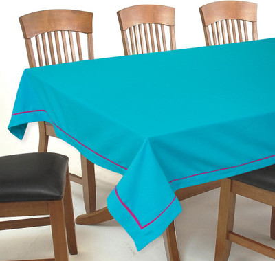 Elan Solid 4 Seater Table Cover(Blue, Cotton)
