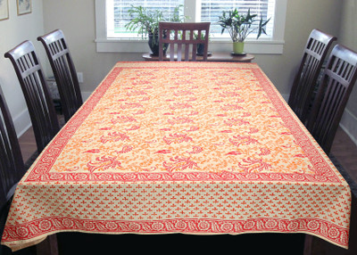 

Coco Bee Printed 6 Seater Table Cover(Peach, Cotton)