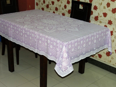 

Katwa Clasic Crocheted 4 Seater Table Cover(White, PVC)