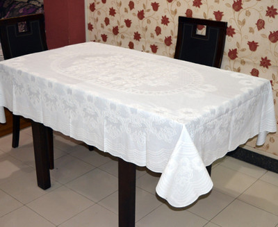 

Katwa Clasic Floral 6 Seater Table Cover(White, PVC)