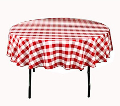 AIRWILL Cotton 4 Seater Checkered Table Cover(Red, White)