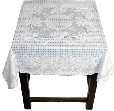 

Katwa Clasic Floral 2 Seater Table Cover(White, PVC)