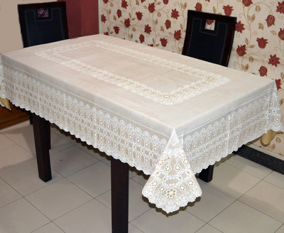 

Katwa Clasic Floral 6 Seater Table Cover(Beige, PVC)
