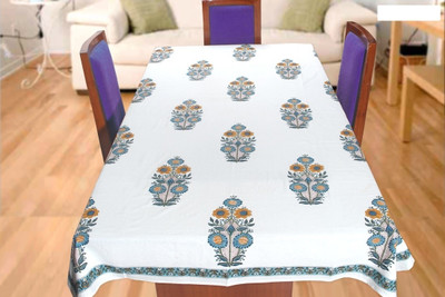 

Coco Bee Fleur-de-lis 6 Seater Table Cover(White, Cotton)