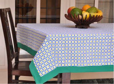 44% OFF on Colors For Living Printed 4 Seater Table Cover(Blue, Green, White, Cotton)