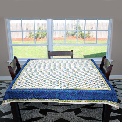 

Coco Bee Printed 4 Seater Table Cover(White, Blue, Cotton)