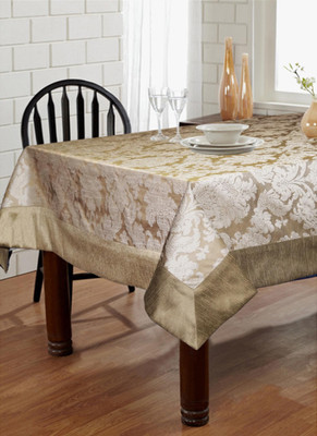 Lushomes Embroidered 6 Seater Table Cover(Brown, Polyester)