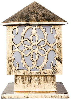 Fos Lighting Square Antique Small Pillar Gate Light Night Lamp(27.9 cm, Gold)