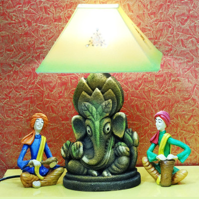 

Kalaplanet Kalaplanet Handpainted Terracotta Lamp - Ganesha Shape Night Lamp(38 cm, Green)