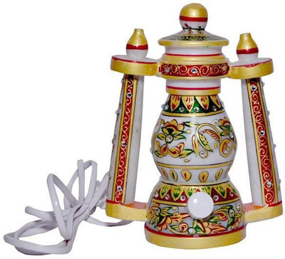 

KSC International Jaipuri Marble lantern Table Lamp(25 cm, White)