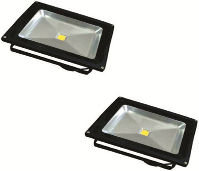 

EPSORI 50 Watt Square Water Proof White Anox Led Flood Light set of 2 Night Lamp(15 cm, Black)