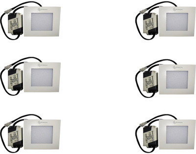 

EPSORI 4Watt 6500k White Square Indoor Cosiva Led Down Light Set of 6 Night Lamp(2.5 cm, White)