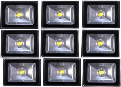 EPSORI 50 Watt White Waterproof Bloom LED Flood Light - Set Of 9 Night Lamp(15 cm, Black)