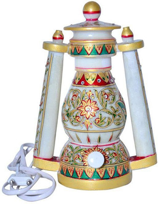

KSC International folk Indian Marble Table Lamp(25 cm, White)