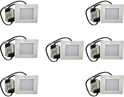 

EPSORI 4Watt 6500k White Square Indoor Cosiva Led Down Light Set of 7 Night Lamp(2.5 cm, White)
