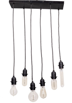 

Fos Lighting Black Vintage Set of 6 Hanging Light Night Lamp(91.44 cm, Black)