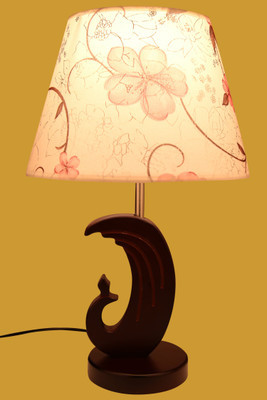 

Fab Interia Wooden Base with Decorative Shade Table Lamp(46 cm, Brown)
