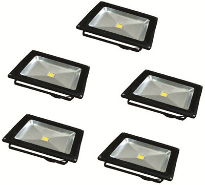 

EPSORI 30 Watt Square Water Proof White Anox Led Flood Light set of 5 Night Lamp(13 cm, Black)