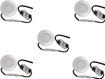 

EPSORI 4Watt 6500k White Round Indoor Cosiva Led Down Light Set of 5 Night Lamp(2.5 cm, White)