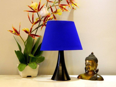 

RDC Black Conical Stand Table Lamp with 10" Oval Plain Indigo Lamp Shade Table Lamp(32 cm, Black)