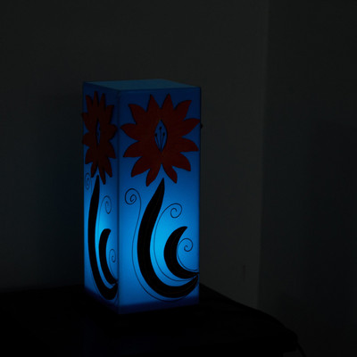 

eCraftIndia Glittering Wooden Block Table Lamp(26.6 cm, Blue, Orange, Black)